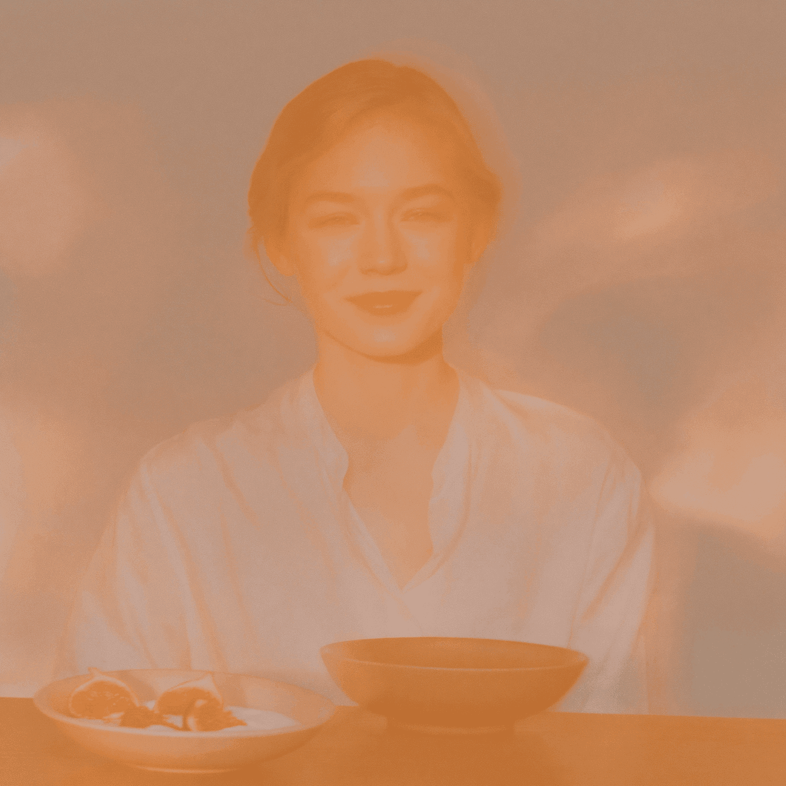 A woman in cream linen at a sunlit oak table with a bowl, evoking the calm of a thorough clinical workup