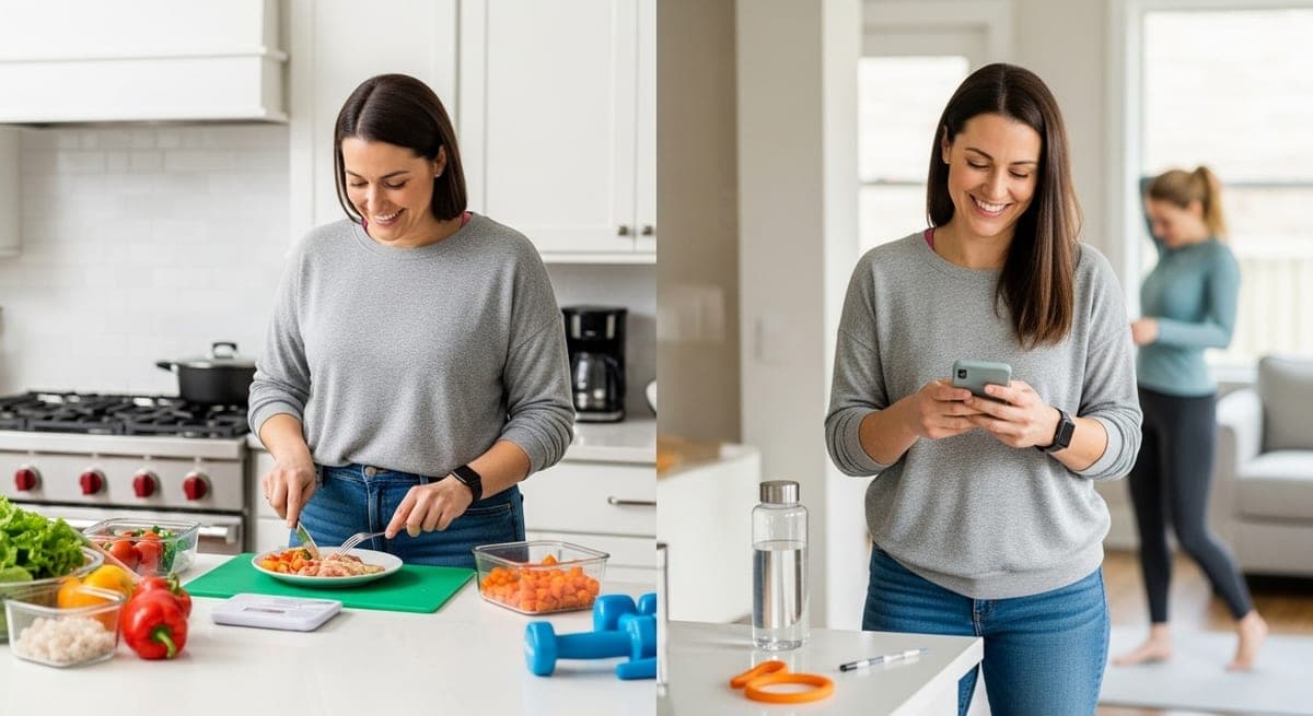 Woman preparing healthy meal in kitchen