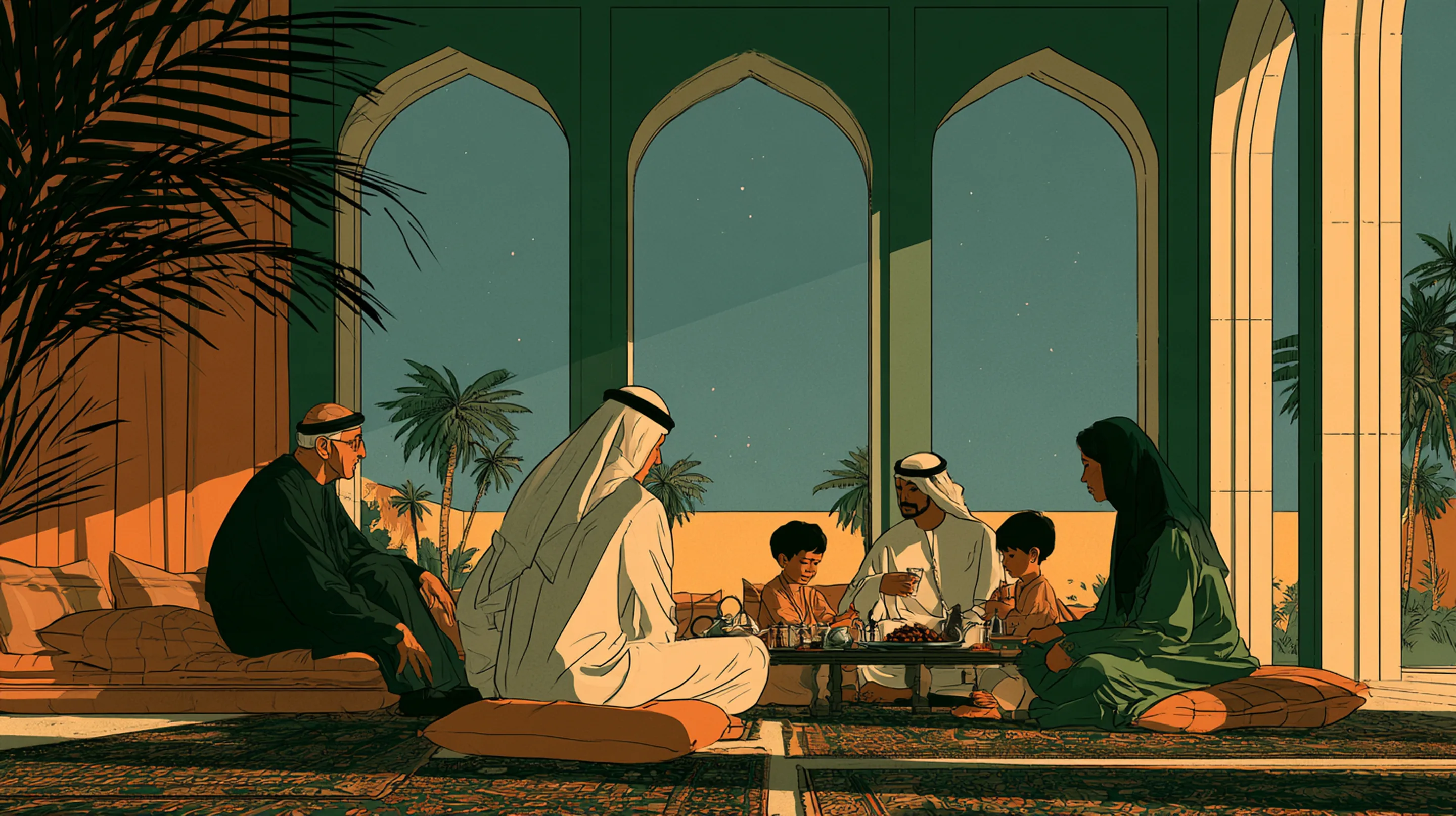 Three generations of a family together in a majlis