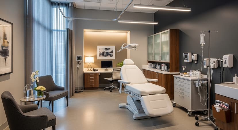 Modern treatment room with medical chair