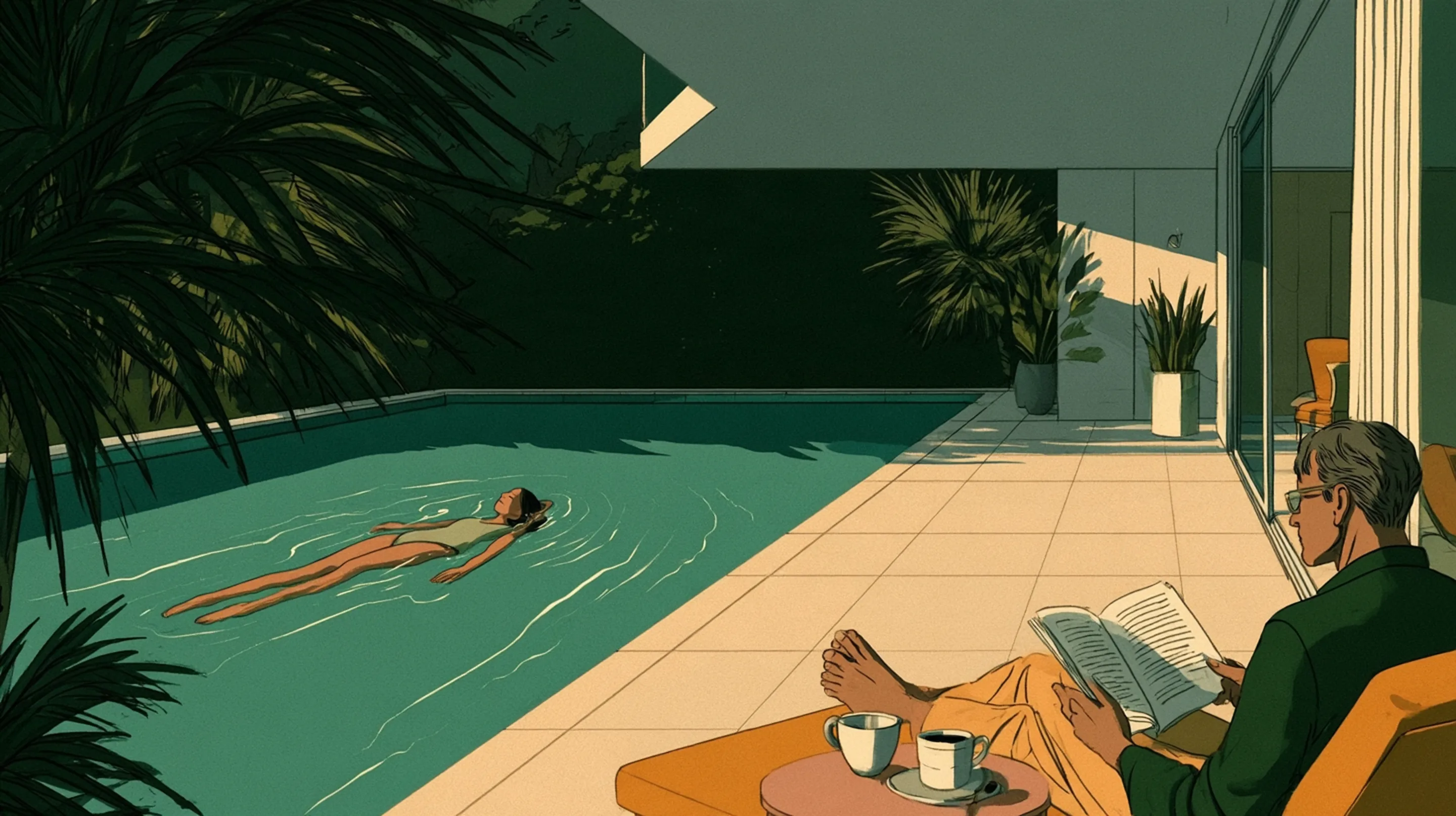 A morning swim at a modernist house