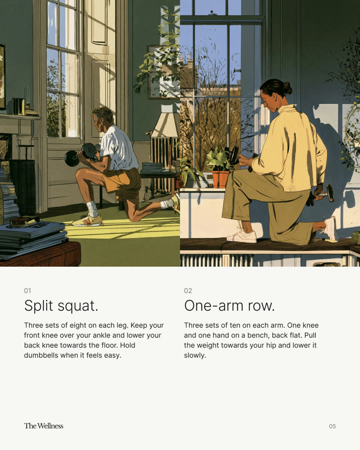 Page 5: Split squat and one-arm row
