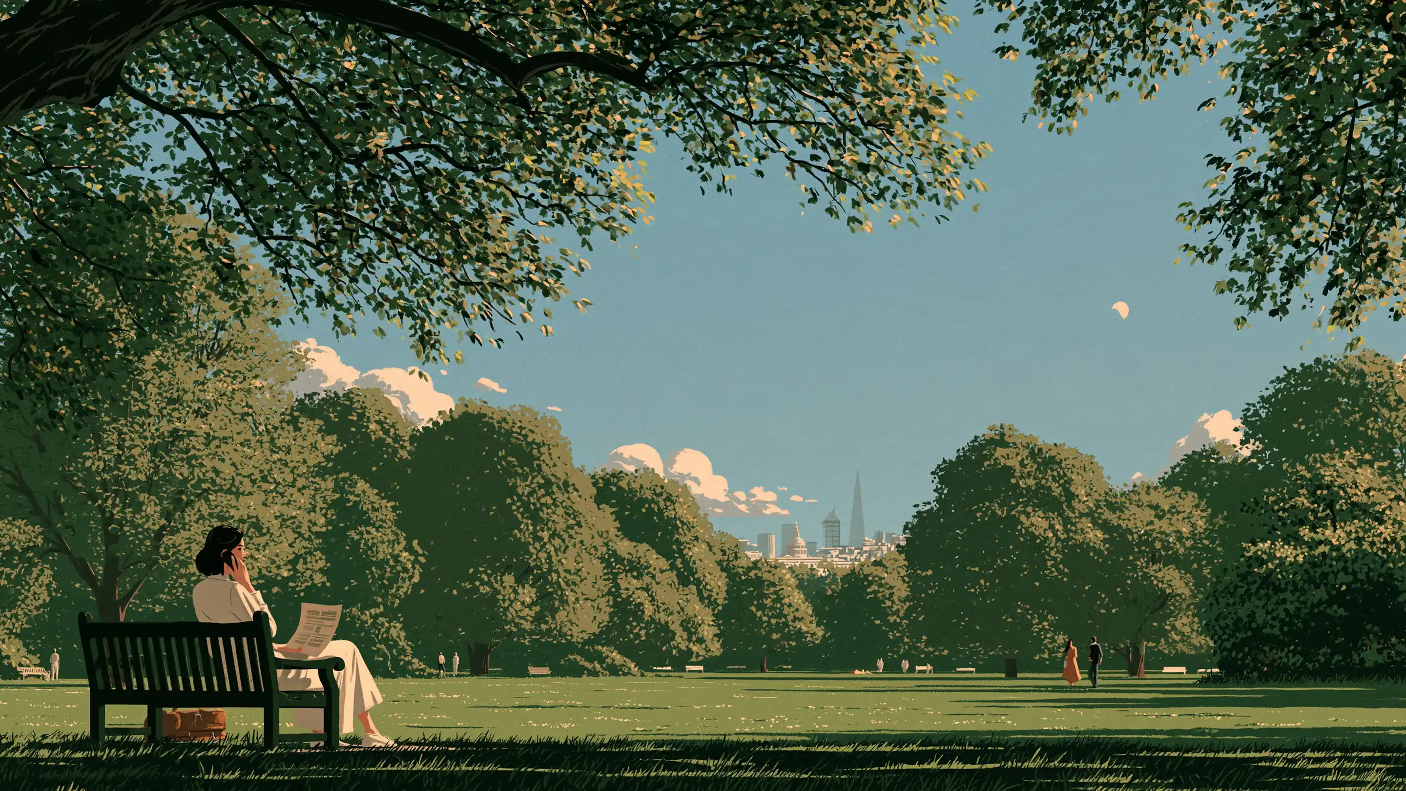 A woman on a park bench holding a results report while talking to her doctor on the phone
