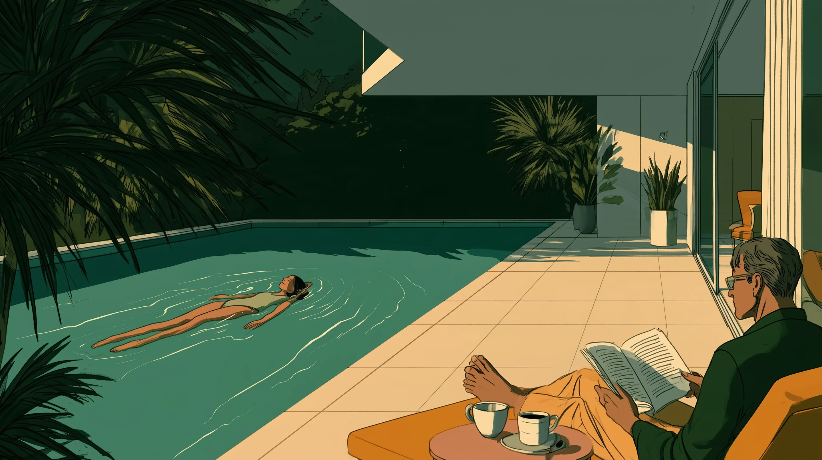 A morning swim at a modernist house