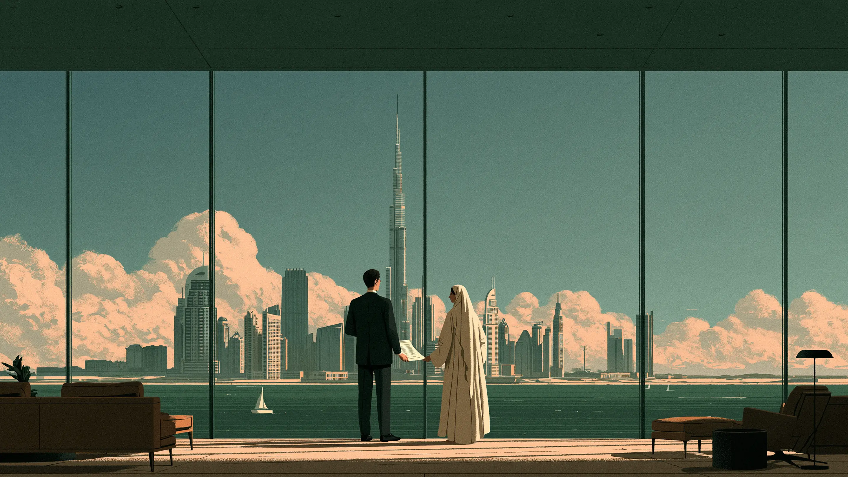 A head of people and a concierge reviewing a handover plan in a sunlit office