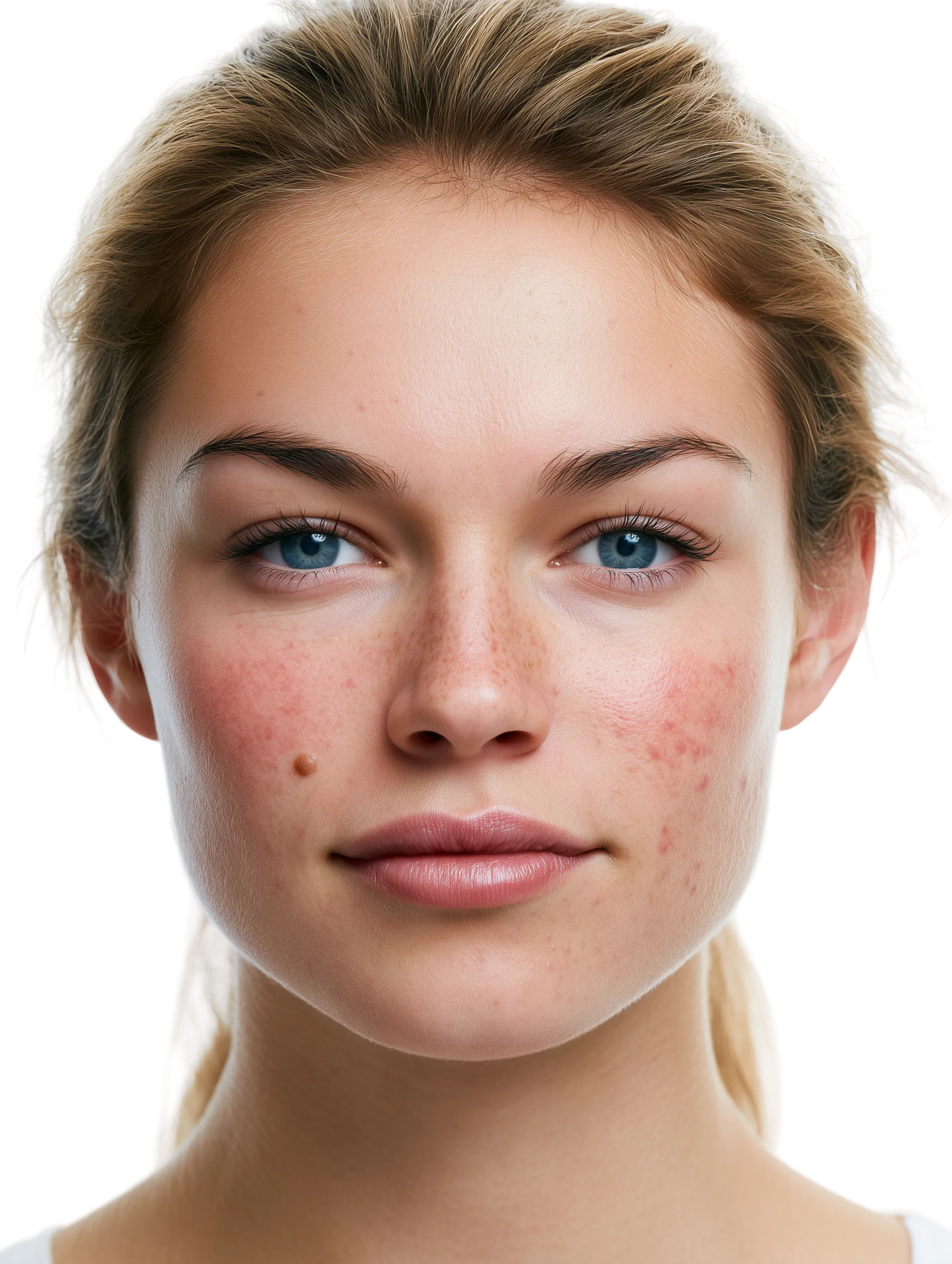 A face being assessed for acne